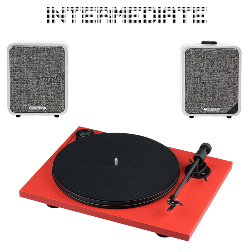 Kit Intermediate | Equipo Tornamesa Pro-Ject (PRIMARY-RED) + Bocinas Ruark MR1