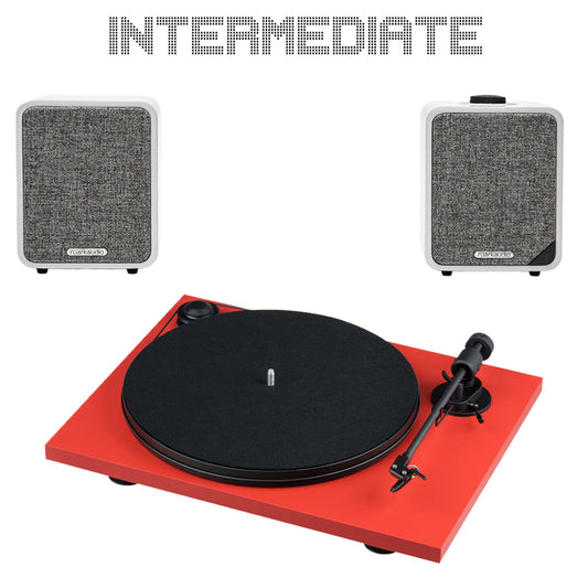 Kit Intermediate | Equipo Tornamesa Pro-Ject (PRIMARY-RED) + Bocinas Ruark MR1
